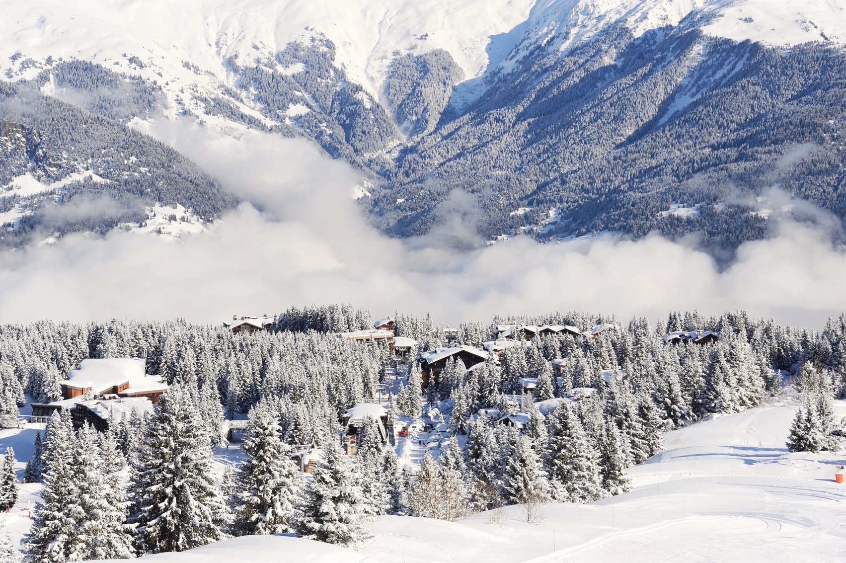 Winter scenery of ski resort Courchevel